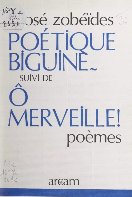 Poétique biguine - José Zobéïdes - FeniXX réédition numérique