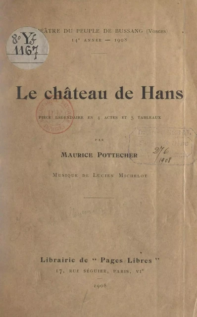 Le château de Hans - Maurice Pottecher - FeniXX réédition numérique