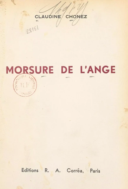 Morsure de l'ange - Claudine Chonez - FeniXX réédition numérique