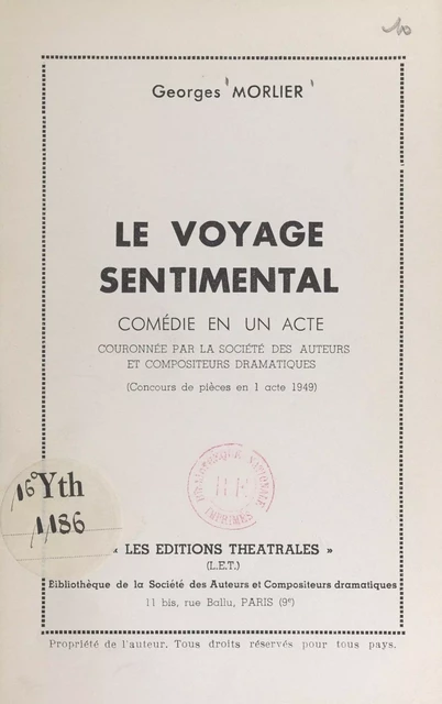 Le voyage sentimental - Georges Morlier - FeniXX réédition numérique