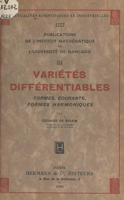 Variétés différentiables - Georges de Rham - FeniXX réédition numérique