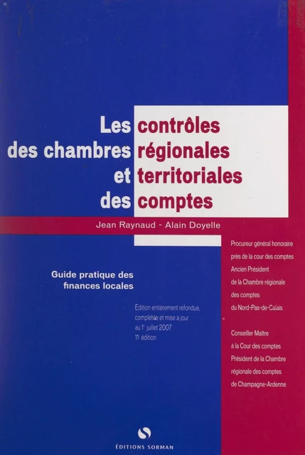 Les contrôles des Chambres régionales et territoriales des comptes - Alain Doyelle, Jean Raynaud - FeniXX réédition numérique