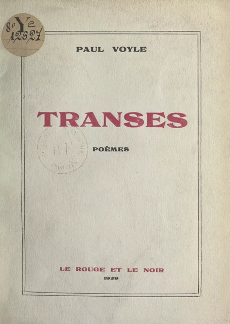 Transes - Paul Voyle - FeniXX réédition numérique