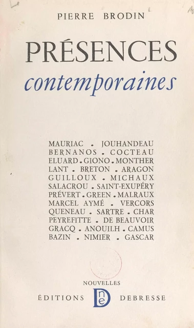 Présences contemporaines - Pierre Brodin - FeniXX réédition numérique