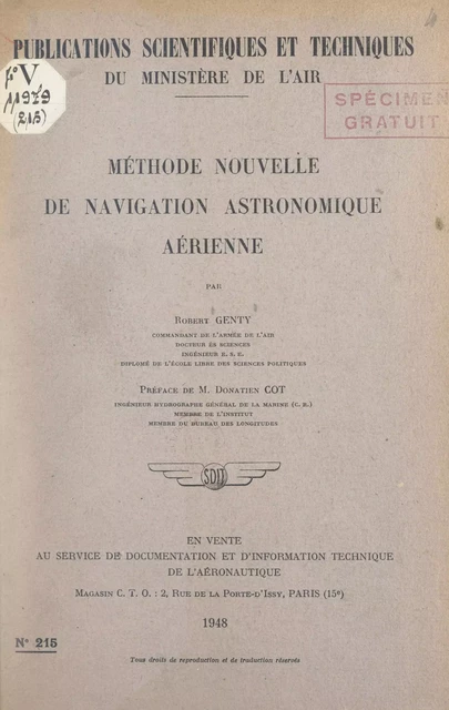 Méthode nouvelle de navigation astronomique aérienne - Robert Genty - FeniXX réédition numérique