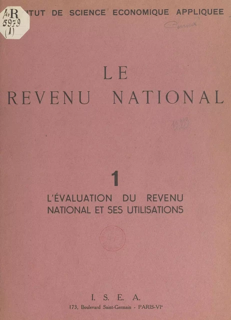 L'évaluation du revenu national et ses utilisations - François Perroux - FeniXX réédition numérique