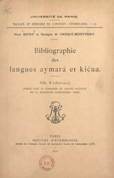 Bibliographie des langues aymará et kičua (2) 1876-1915