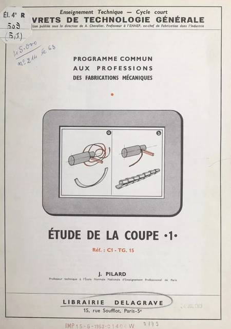 Étude de la coupe (1). Ref. C1-TG15 - Jean Pilard - FeniXX réédition numérique