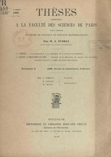 Contribution à la théorie de l'action euclidienne - Joachim Sudria - FeniXX réédition numérique