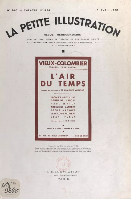 L'air du temps - Charles Vildrac - FeniXX réédition numérique