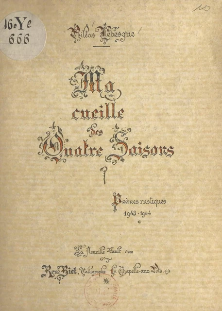 Ma cueille des quatre saisons - Philéas Lebesgue - FeniXX réédition numérique