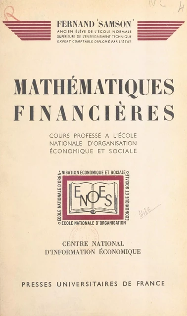 Mathématiques financières - Fernand Samson - FeniXX réédition numérique