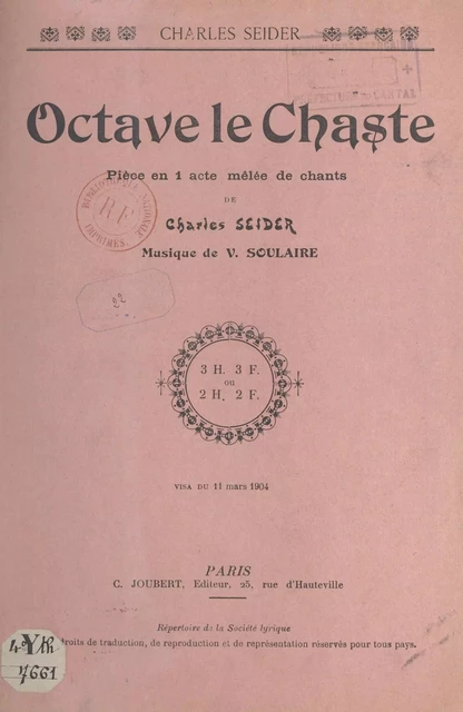 Octave le Chaste - Charles Seider - FeniXX réédition numérique