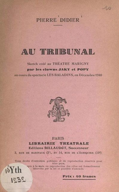 Au tribunal - Pierre Didier - FeniXX réédition numérique