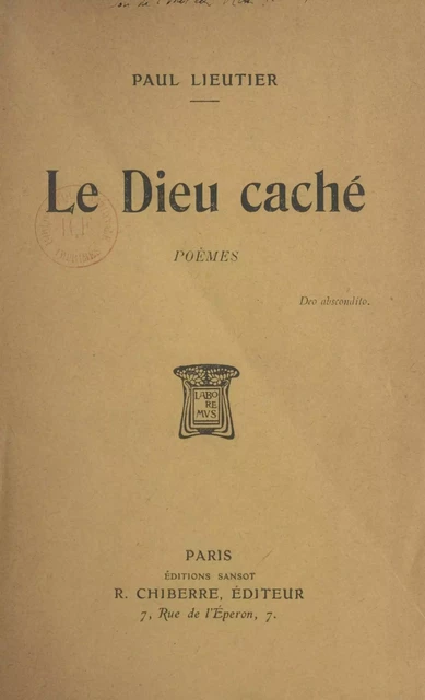 Le dieu caché - Paul Lieutier - FeniXX réédition numérique