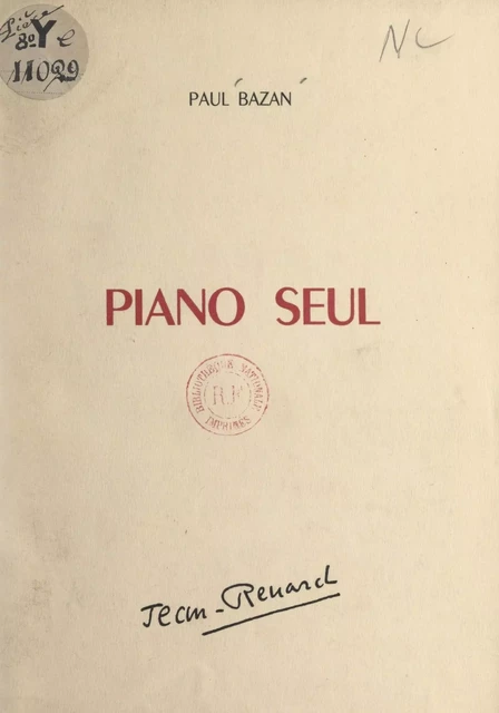 Piano seul - Paul Bazan - FeniXX réédition numérique