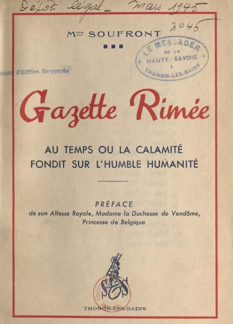 Gazette rimée -  Soufront - FeniXX réédition numérique