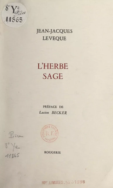 L'herbe sage - Jean-Jacques Lévêque - FeniXX réédition numérique