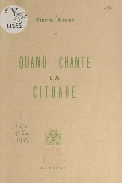 Quand chante la cithare - Pierre Amet - FeniXX réédition numérique