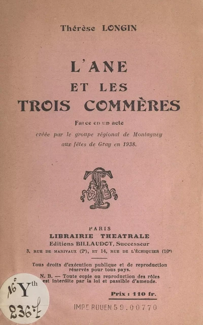 L'âne et les trois commères - Thérèse Longin - FeniXX réédition numérique