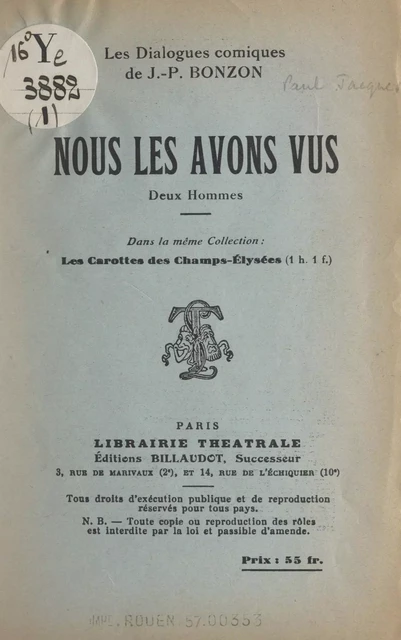 Nous les avons vus - Paul-Jacques Bonzon - FeniXX réédition numérique