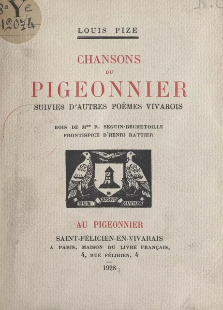 Chansons du pigeonnier - Louis Pize - FeniXX réédition numérique