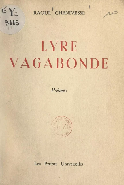 Lyre vagabonde - Raoul Chenivesse - FeniXX réédition numérique