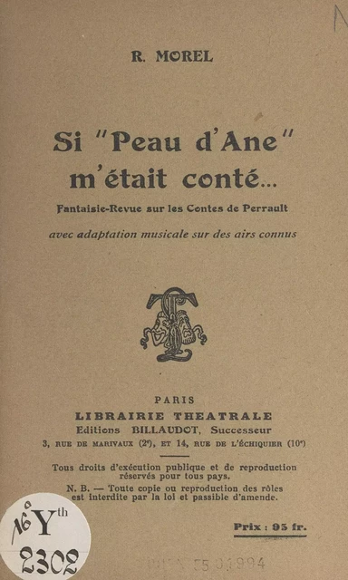 Si Peau d'Âne m'était conté... - R. Morel - FeniXX réédition numérique