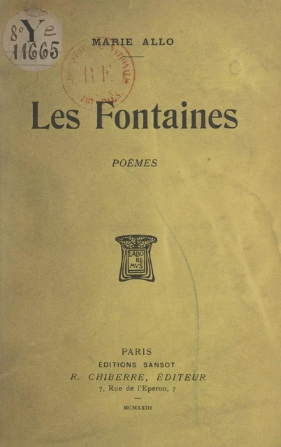 Les fontaines - Marie Allo - FeniXX réédition numérique