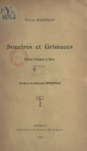 Sourires et grimaces - Victor Bachelet - FeniXX réédition numérique