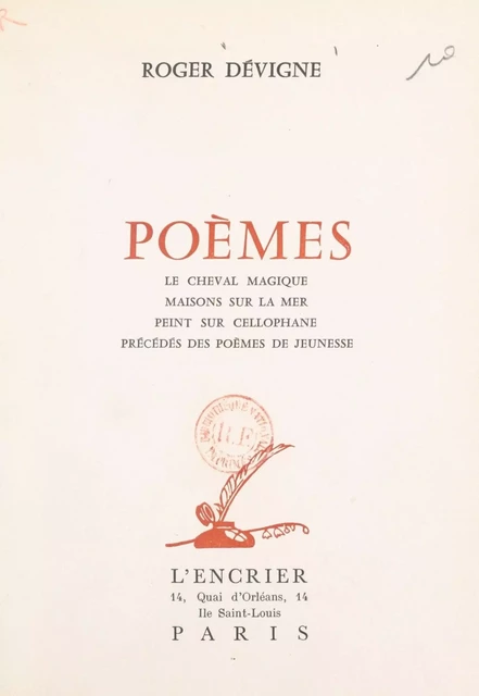 Poèmes : le cheval magique, maisons sur la mer, peint sur cellophane - Roger Dévigne - FeniXX réédition numérique