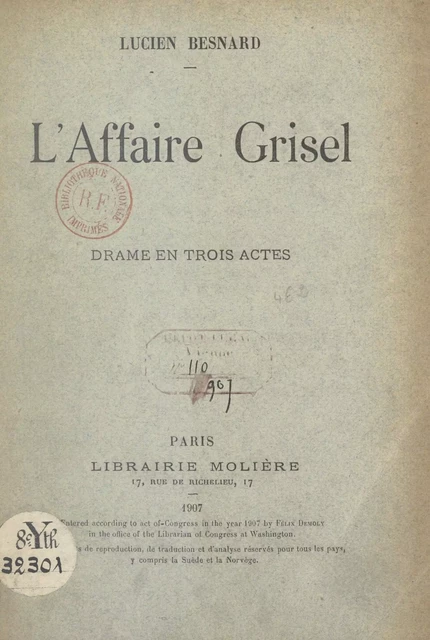 L'affaire Grisel - Lucien Besnard - FeniXX réédition numérique