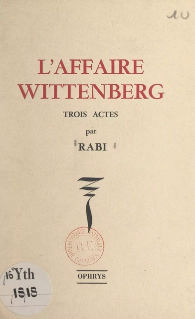 L'affaire Wittenberg -  Rabi - FeniXX réédition numérique