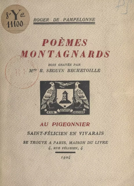 Poèmes montagnards - Roger de Pampelonne - FeniXX réédition numérique