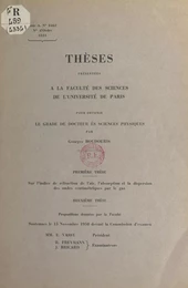 Sur l'indice de réfraction de l'air, l'absorption et la dispersion des ondes centimétriques par le gaz