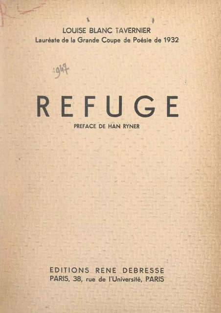 Refuge - Louise Blanc-Tavernier - FeniXX réédition numérique