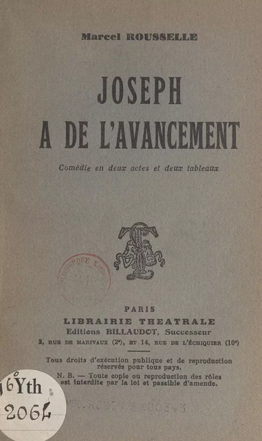 Joseph a de l'avancement - Marcel Rousselle - FeniXX réédition numérique