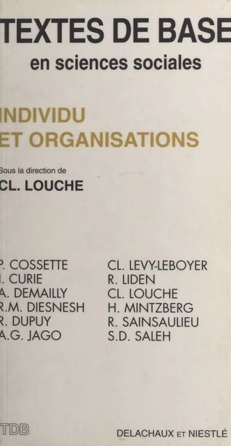 Individu et Organisations - Claude Louche - Delachaux et Niestlé (réédition numérique FeniXX)