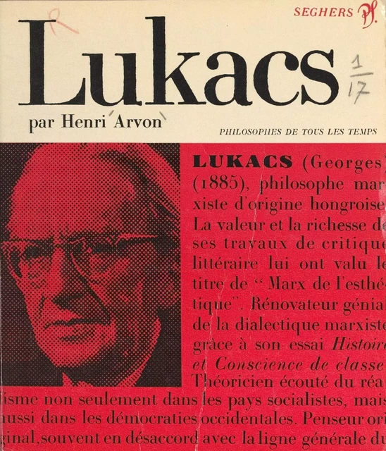 Georges Lukacs ou le Front populaire en littérature - Henri Arvon, Georges Lukacs - Seghers (réédition numérique FeniXX)