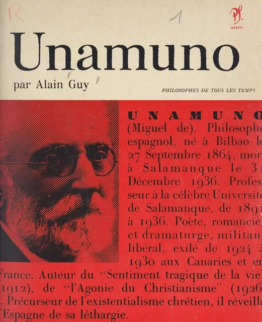 Unamuno - Alain Guy - (Seghers) réédition numérique FeniXX