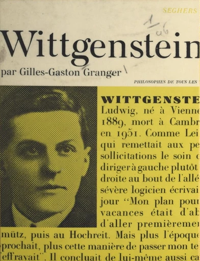 Ludwig Wittgenstein - Gilles-Gaston Granger - FeniXX réédition numérique