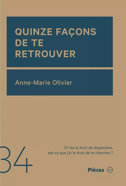 Quinze façons de te retrouver - Anne-Marie Olivier - Atelier 10