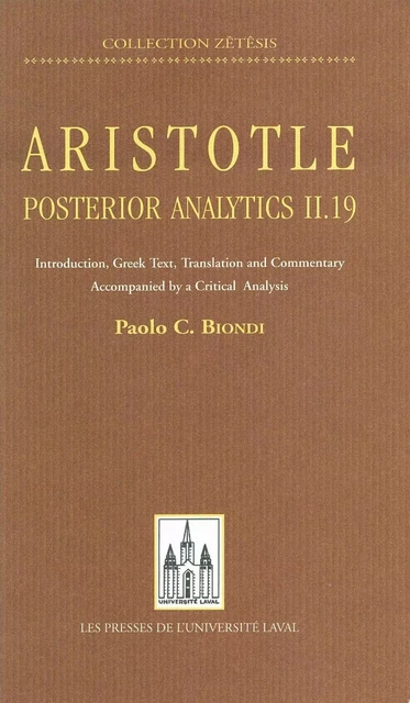 Aristotle: posterior analytics... - Paulo C. Biomdi - PUL Diffusion