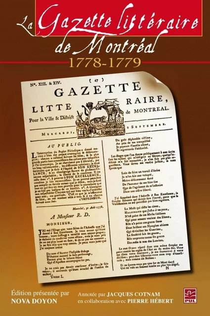 La Gazette littéraire de Montréal (1778-1779) -  Collectif - PUL Diffusion