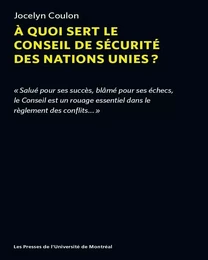 À quoi sert le conseil de sécurité des nations unies?