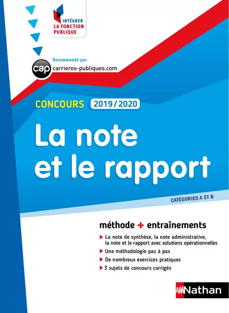 La note et le rapport - Catégorie A et B - Intégrer la fonction publique - 2019/2020 - Pascal Tuccinardi - Nathan