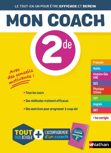 Mon coach 2de - Toutes les matières Seconde 2024-2025 - Mathématiques, Physique-Chimie, SVT, SES, Français, Histoire-Géographie, Anglais - Pierre-Antoine Desrousseaux,  Collectif - Nathan