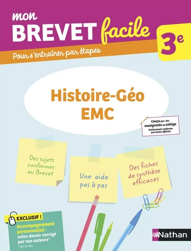 Histoire-Géographie-EMC 3e - Mon Brevet facile - Préparation à l'épreuve du Brevet 2025 - EPUB - Pascal Jézéquel - Nathan