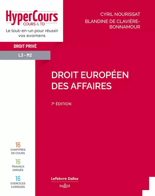 Droit européen des affaires 7e édition - Cyril Nourissat, Blandine de Clavière-Bonnamour - Groupe Lefebvre Dalloz