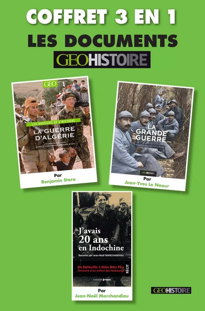 Coffret histoire : La grande guerre, La guerre d'Algérie, J'avais 20 ans en Indochine -  Collectif - Editions Prisma